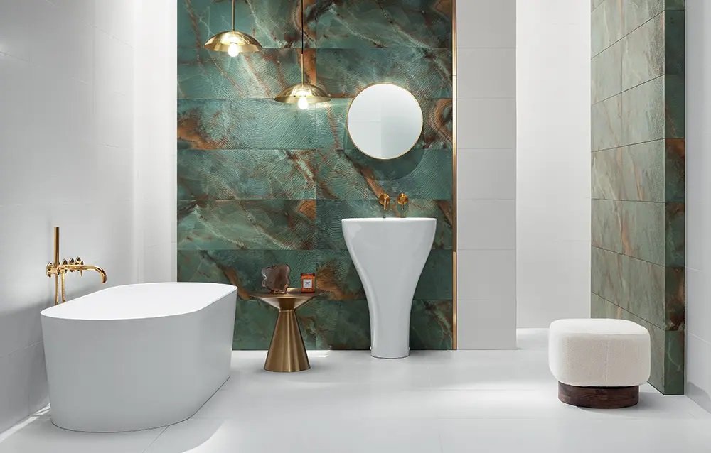 #Koupelna #inserta #Moderní styl #zelená #Velký formát #Matný obklad #1500 a výše